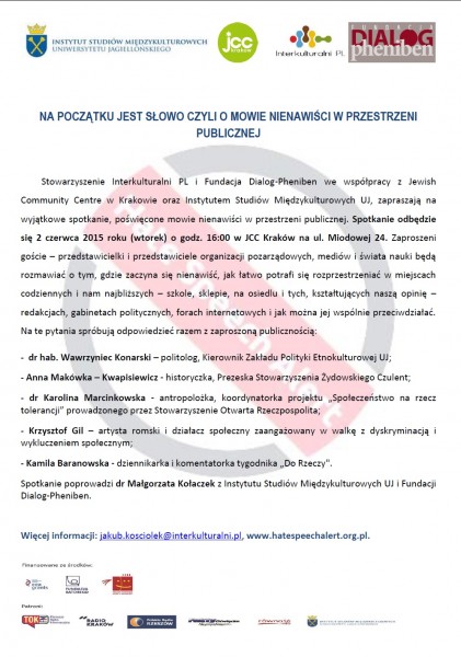 2 czerwca zapraszamy na Panel “Na początku jest słowo czyli o mowie nienawiści w przestrzeni publicznej”